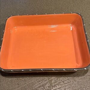Furio Home Italy Terracotta Serving Platter Orange Hand Painted Floral Vine 12in